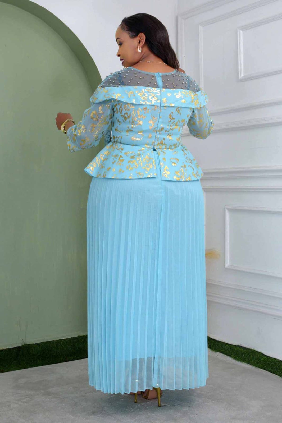 Long pleated Chiffon Dress