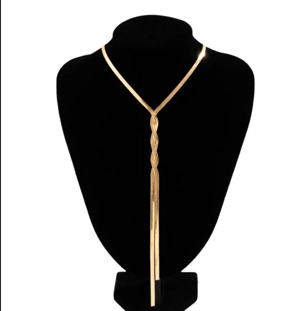 Long flat chain necklace