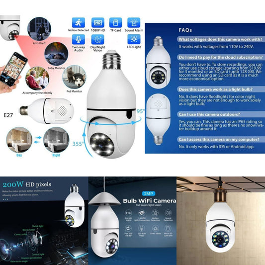 Rotating wireless WiFi nanny camera bulp